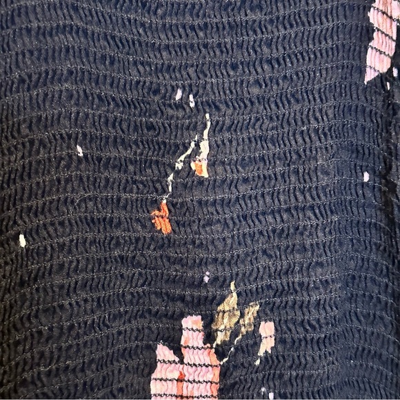 (Sold)Free People Women’s Size XS Bella Smocked Bodycon Dress Black Floral - Picture 10 of 11